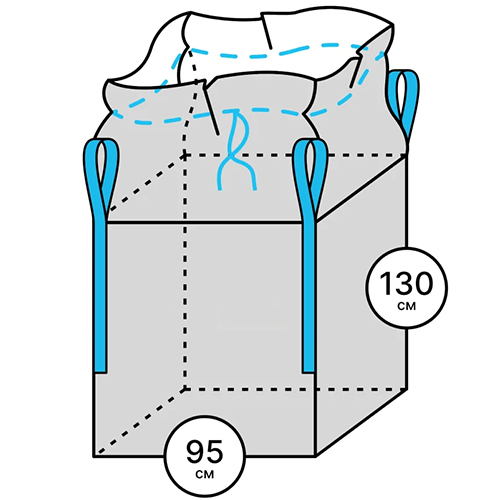 Мешок "Биг-Бэг" 95*95*130 4 стропы верх-сборка, низ-глухой 1,5тн, 160гр/м2