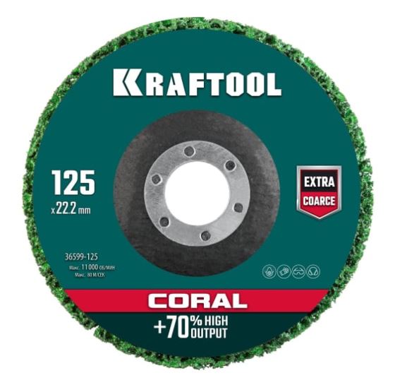 Круг "Kraftool" полимерно шлифовальный синтетический (коралл) 125*22,2мм
