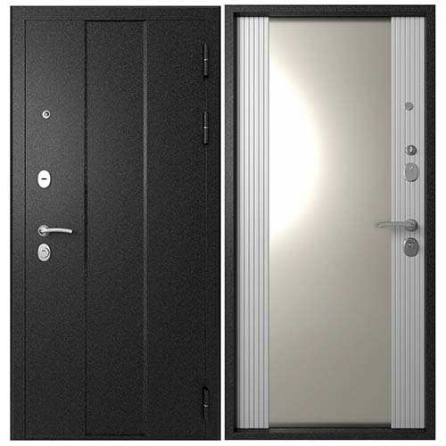 Дверь входная "Термо 6.25", 960*2050*110мм, правая, металл -"Букле черный", МДФ "Белый Снег F08 Прим Восток