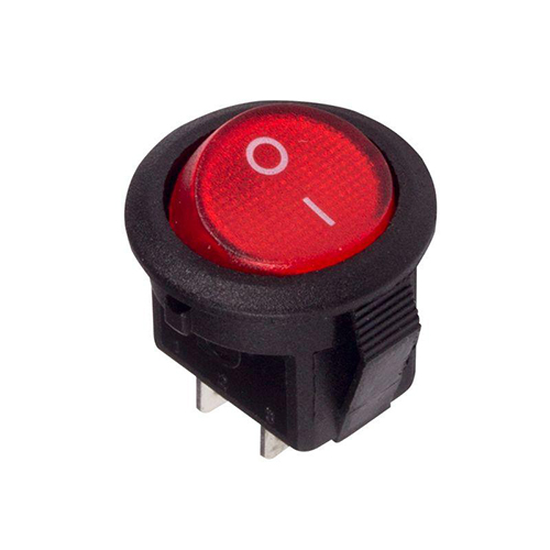 Выключатель клавишный круглый REXANT RWB-105,SC-214, 250V 3A (2с) ON-OFF красный