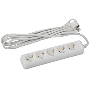 Удлинитель, 5 розеток с заземлением, длина 5м, винил "Эра"