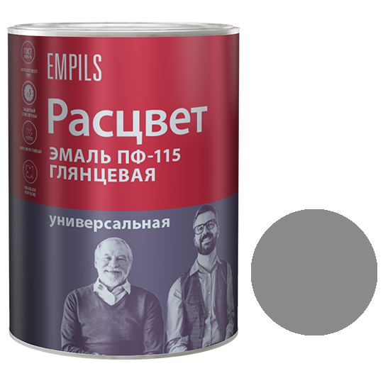 Эмаль алкидная серая ПФ-115 "Расцвет", 1,9кг
