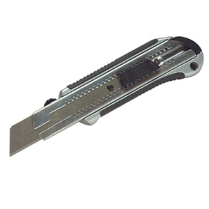 Нож &quot;Matrix&quot; с выдвижным лезвием 25мм, усиленная металлическая направляющая, металлическая обрезиненная ручка