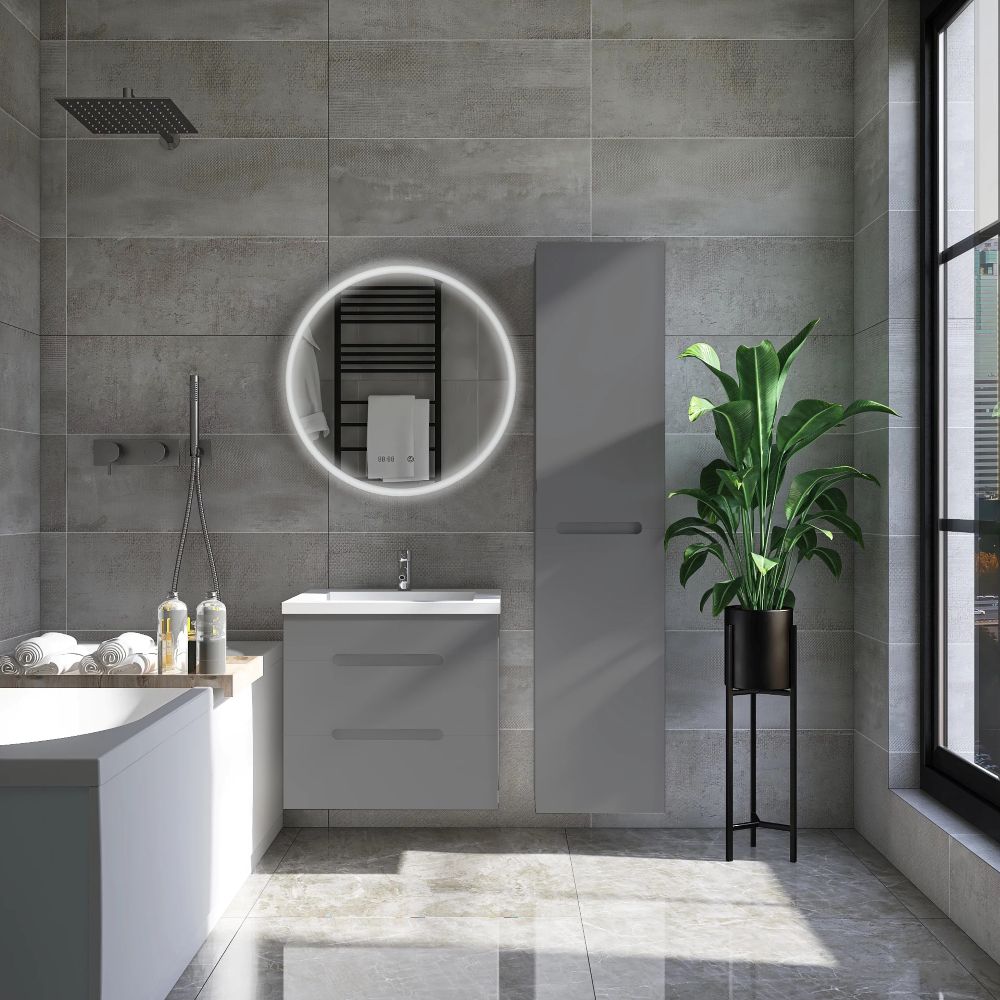 Тумба "Марсель 80", графит, с умывальником "Como 80", подвесная