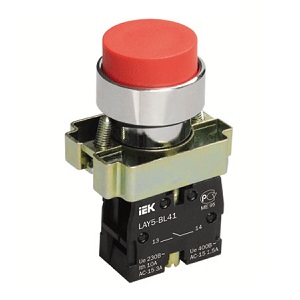 Кнопка управления LAY5-BL42 без подсветки красная, 1р "ИЭК"