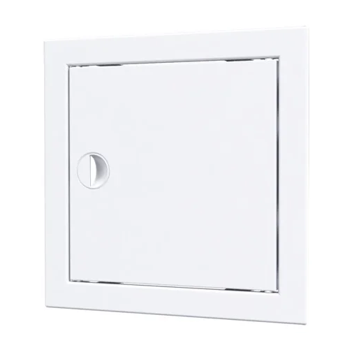 Лючок пластмассовый белый 418*418 с фланцем с ручкой 396*396