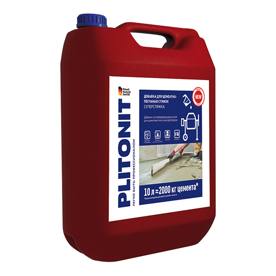 Добавка пластификатор для цементно-песчаных растворов &quot;Плитонит СуперСтяжка&quot;, 10л