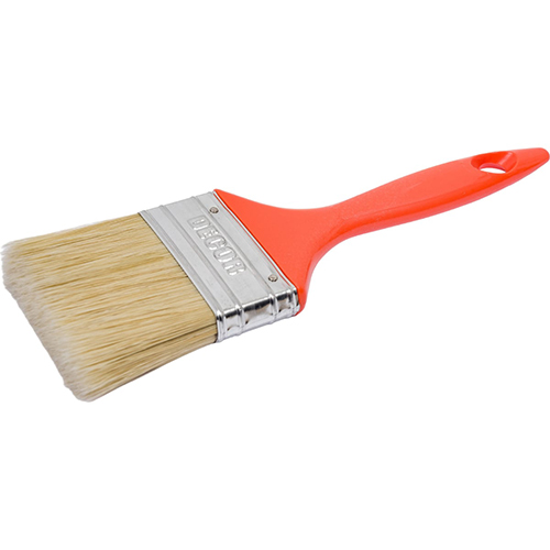 Кисть 75*15мм плоская, светлая смешанная искусственная щетина, пластиковая ручка, DECOR