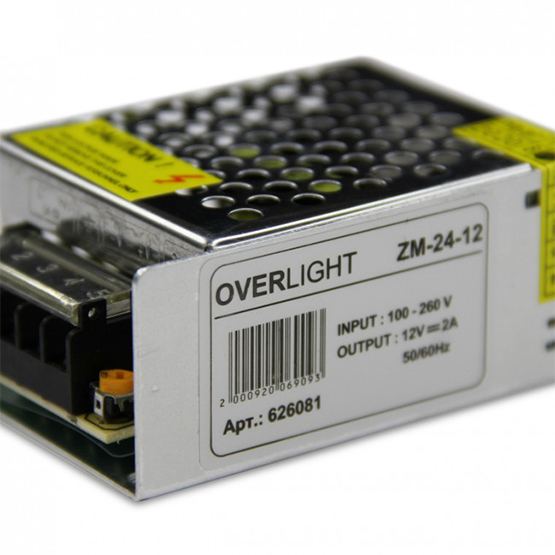 Драйвер (трансформатор) "ZM 24-12" для светодиодн. ленты 24Вт, 12В, 2A, IP20, 85x58x34мм