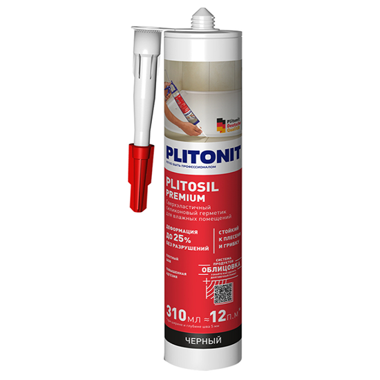 Герметик силиконовый санитарный &quot;Plitosil Premium&quot;, 310мл, черный