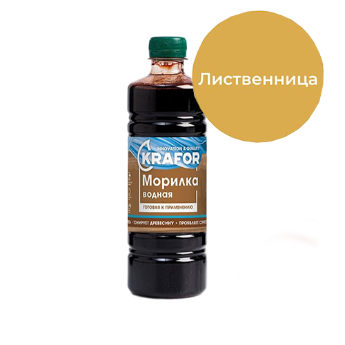 Пропитка водная &quot;KRAFOR&quot; защитно-декоративная тонирующая &quot;Морилка&quot; 0,5л, &quot;Лиственница&quot;