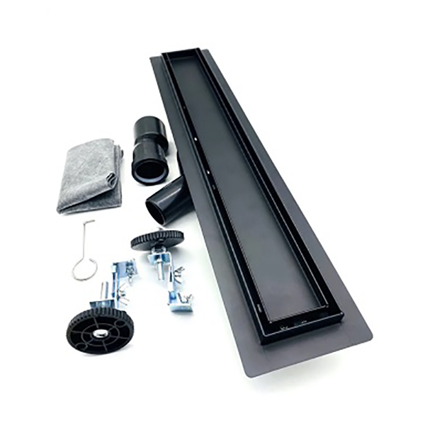 Душевой лоток "Tim" 70*500мм решетка под плитку, выпуск поворотный, черный матовый