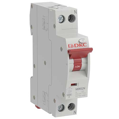 Компактный автоматический выключатель дифференциального тока YON max типа MDR, 1P+N, 30mA, 25A, хар-ка C, 6kA, тип А MDR32N-1N2C25-A