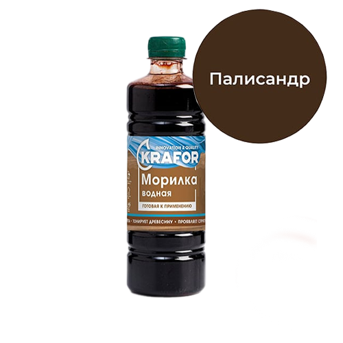 Пропитка водная &quot;KRAFOR&quot; защитно-декоративная тонирующая &quot;Морилка&quot; 0,5л, &quot;Палисандр&quot;