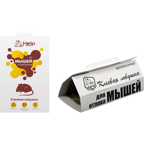 ЛОВУШКА ДЛЯ МЫШЕЙ КЛЕЕВАЯ (УПАК. 2 ШТ.) (1/50) "HELP" 80260