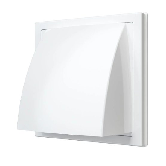 Вентиляц. вытяж. стеновой выход 150*150 с обратным клапаном, с фланцем d=125 "Белый" ASA