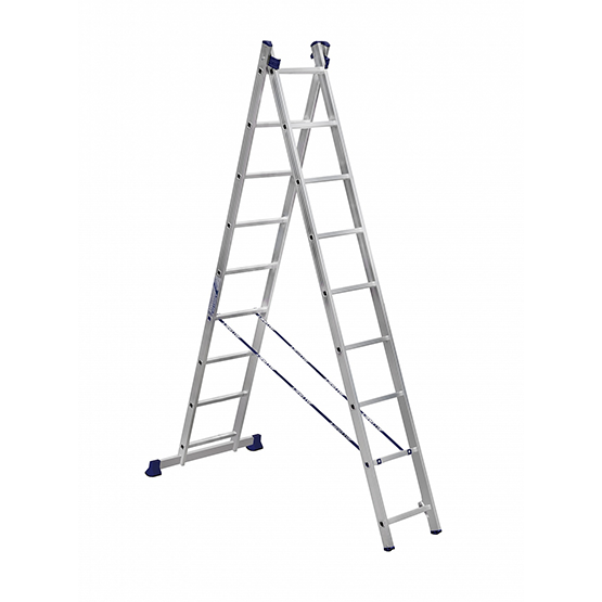 Лестница-стремянка "Алюмет" алюминиевая Н2-9, 2 секции длиной по 2,52м