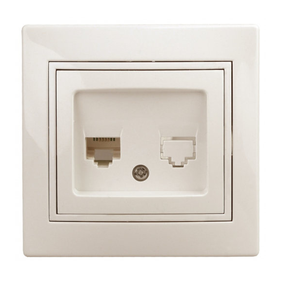 Розетка, компьютерная 1-ая, "Plano Intro", скрытой проводки, слоновая кость, RJ45