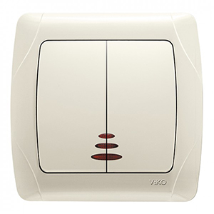 Выключатель 2-кл с подсветкой, "Carmen Viko", скрытой проводки, кремовый