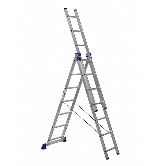 Лестница-стремянка "Алюмет" алюминиевая H3-7, 3 секции длиной по 1,96м