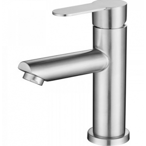 Смеситель для умывальника "Okatana OK01-0024", однорычажный,  с подводкой, нержавейка