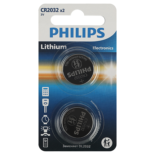 Элемент питания "Philips" CR2032-2BL