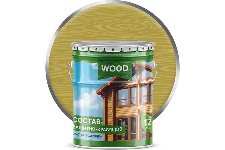 Состав защитно-красящий для древесины быстросохнущий  "FARBITEX ПРОФИ WOOD", 9л, "Орегон"