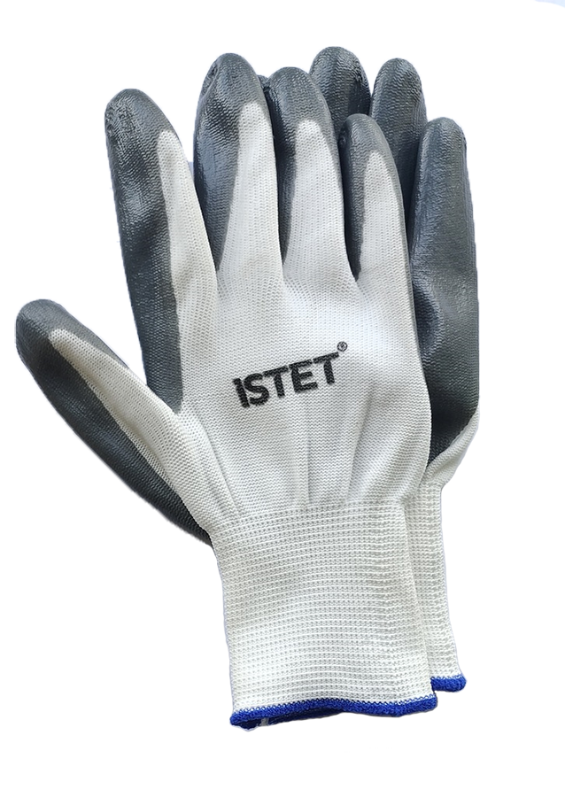 Перчатки белые с серым защитным покрытием