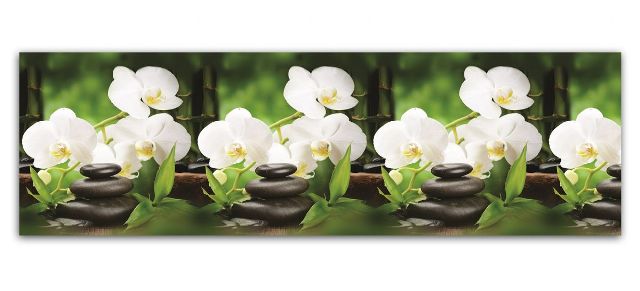 Кухонный фартук ABC "Орхидеи белые №443", 3000*600*1,5мм