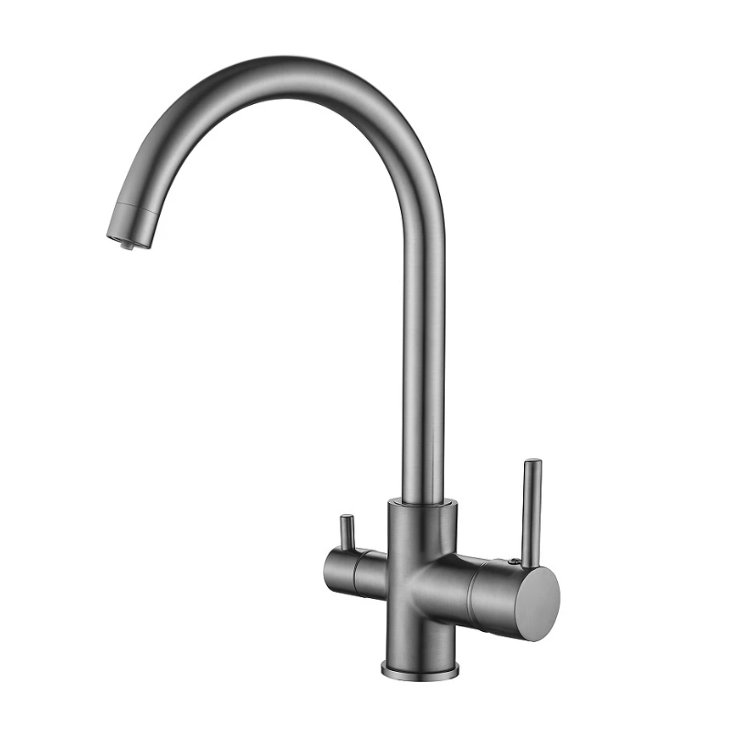 Смеситель "Belz" одноручковый для кухни "B76801-3", с подключением к фильтру, оружейная сталь, с подводкой