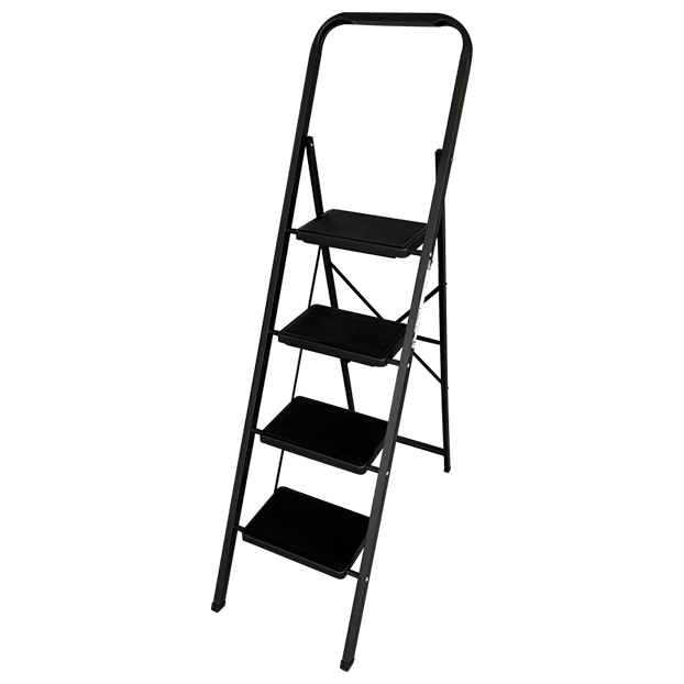 Стремянка с широкими ступенями, МК804С стальная, 4 ступени