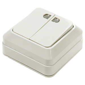 Выключатель 2-кл "IN HOME Bolleto" с подсветкой, накладной, белый, 7123