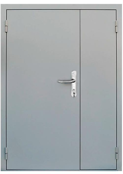 Дверь входная противопожарная двухстворчатая , 1360*2050*50мм, левая, металл -"Ral 7035, шагрень", Город Мастеров