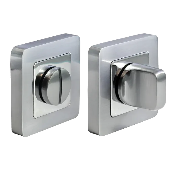 Завертка дверная "MH-WC-S55 SC/CP", квадратная накладка, "Матовый хром,хром"