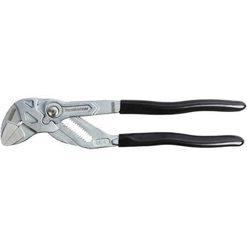 Клещи переставные "Hanskonner", 250мм, зев 52мм, губки плоские без засечек, пластиковые накладки на губки, кнопочный шарнир