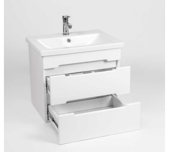 Тумба "Марсель 50", белая, с умывальником "Como 50", подвесная