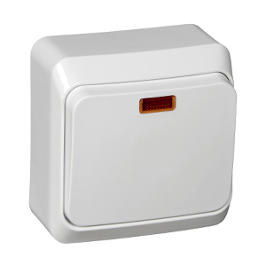 Выключатель 1-кл с подсветкой, "Этюд Lexel", накладной, белый