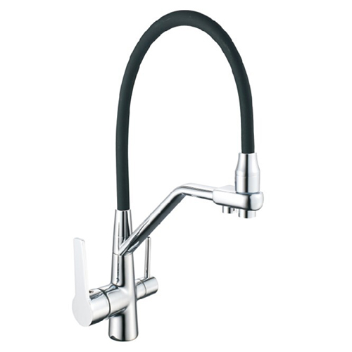 Смеситель "Aloute" одноручк. для кухни "A60613-2", с подключением к фильтру, черный, с подводкой