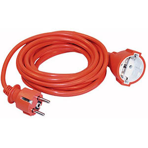 Шнур оранжевый с круглой вилкой и розеткой с заземляющим контактом, длина 20 метров, УШ-01РВ "ИЭК"