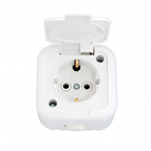 Розетка 1-я с с/з цвет крышки белый, &quot;Гермес Plus&quot; IP54 РСб20-3-ГПБб &quot;ИЭК&quot;