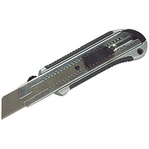 Нож "Matrix" с выдвижным лезвием 25мм, усиленная металлическая направляющая, металлическая обрезиненная ручка