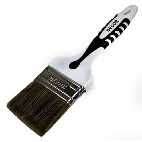 Кисть 100*15мм плоская, темная смешанная искусственная щетина, 2К прорезиненная ручка, Decor Black White