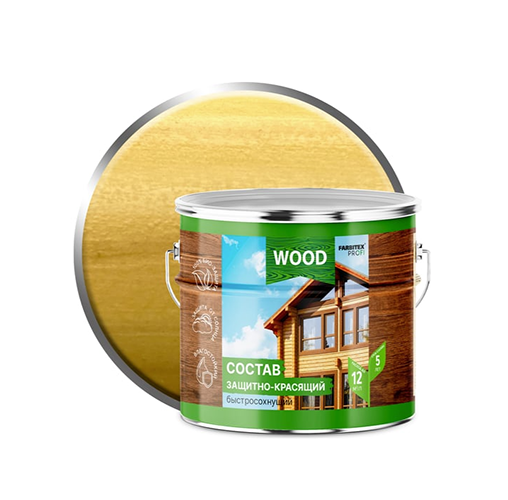 Состав защитно-красящий для древесины быстросохнущий  "FARBITEX ПРОФИ WOOD", 9л, "Сосна"
