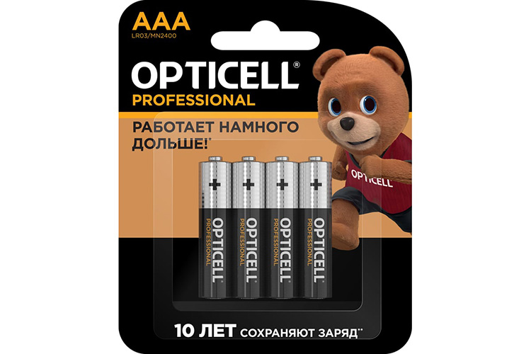 Эл.питания Opticell Professional LR03 (ААА) к-т 4шт 1/12/48
