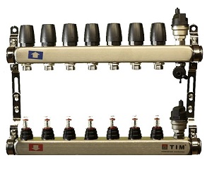 Коллекторная группа &quot;TIM&quot; c расходомерами 1кв&quot;* 7 вых. с кранами