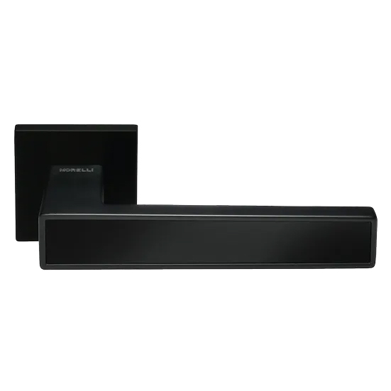 Ручка дверная "MH-48-S6 BL", нажимная, квадратная накладка, "Черный"