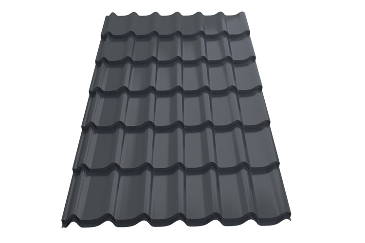 Профиль кровельный "Монтеррей" ПЮС, 3650*1180*0,45мм, "Графит матовый"