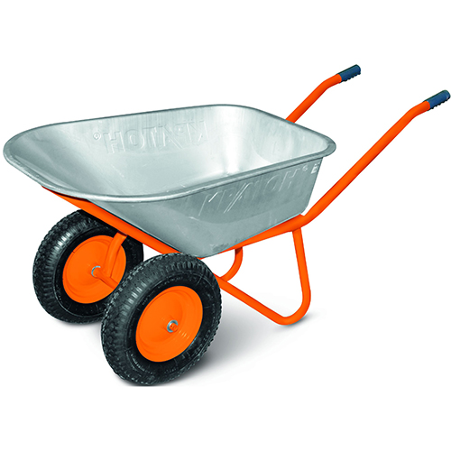 Tачка строительная "Кратон WB-250D", грузоподъемность 250кг, объем 110л, 2х колесная, усиленная