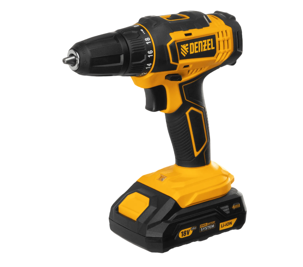 Дрель-шуруповерт аккум. "DENZEL" CDL-18-02BM, Li-Ion, 18B, 1.5А/ч,1450об/мин