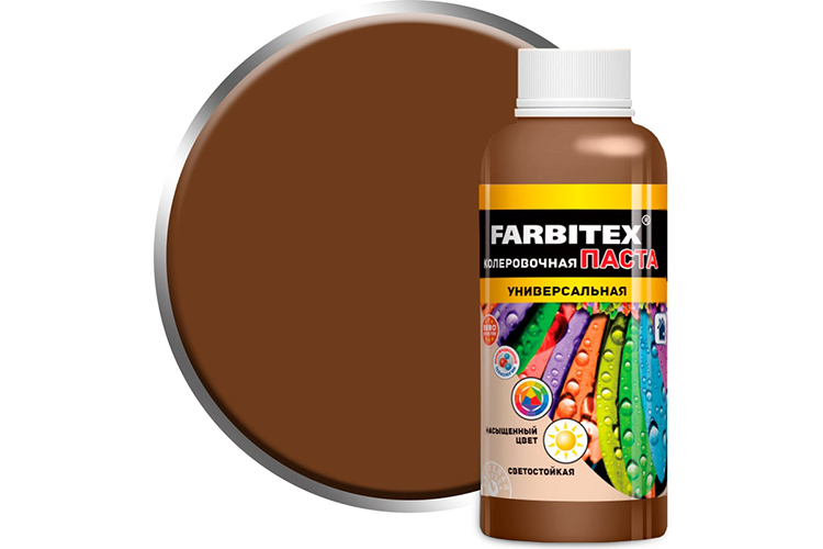 Паста колерная универсальная "FARBITEX", 100мл, "Коричневый"